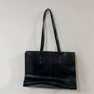 Wilson’s Leather Black Double Strap Laptop Leather Shoulder Tote Bag Purse